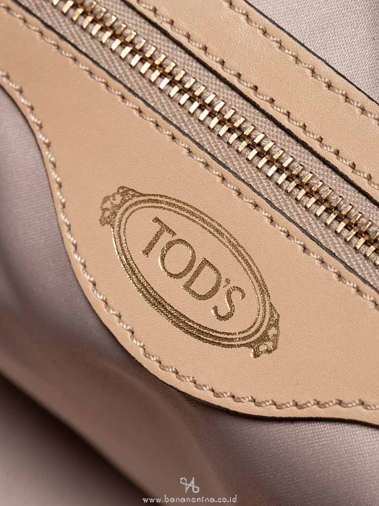 TOD'S Leather Small Sella Bowler Bag Black Beige