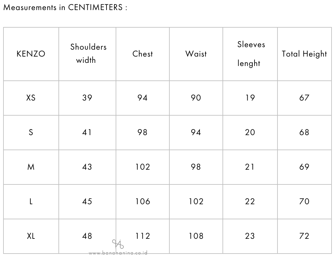 Kenzo tee size chart Clearance