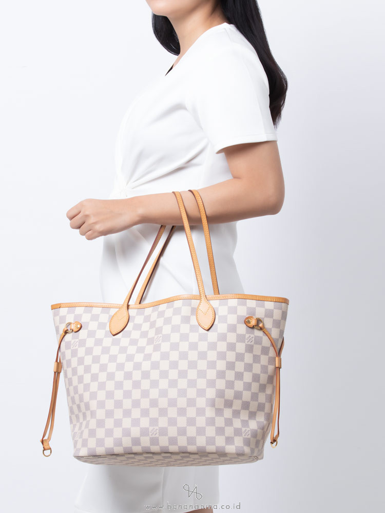 louis vuitton damier azur neo neverfull mm rose ballerine