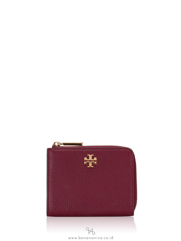 Tory Burch Carter Leather Zip Coin Case Imperial Garnet