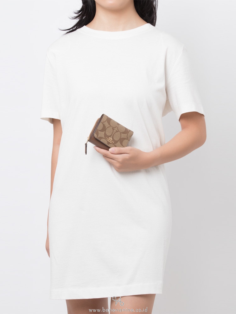 Small Trifold Wallet Khaki Saddle
