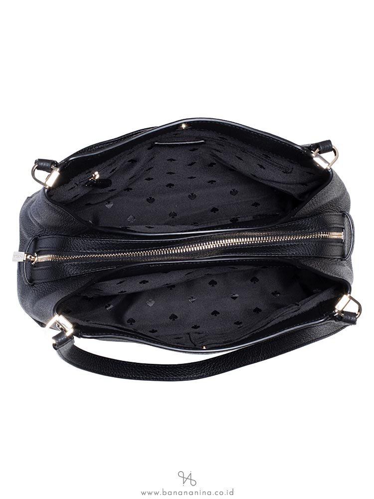 Kate Spade Leila Medium Triple Compartment Shoulder Bag Leather Black Tote  