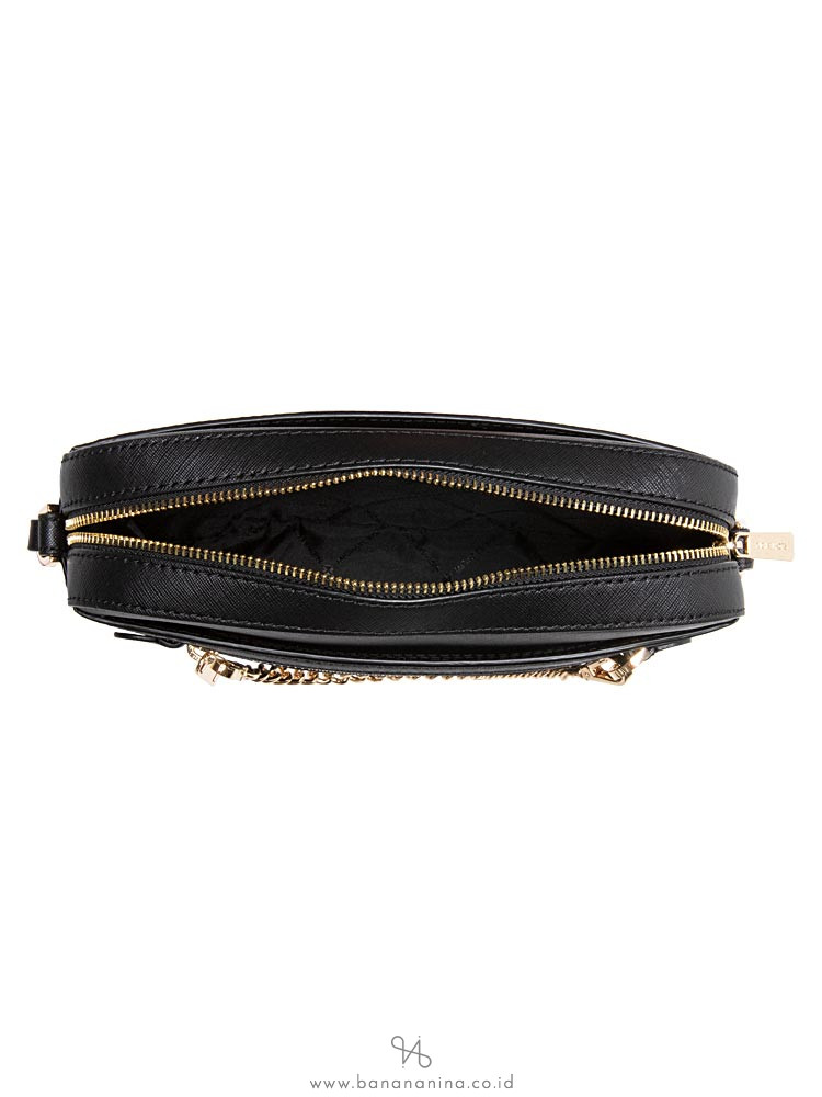 Zip Chain Crossbody Black Gold