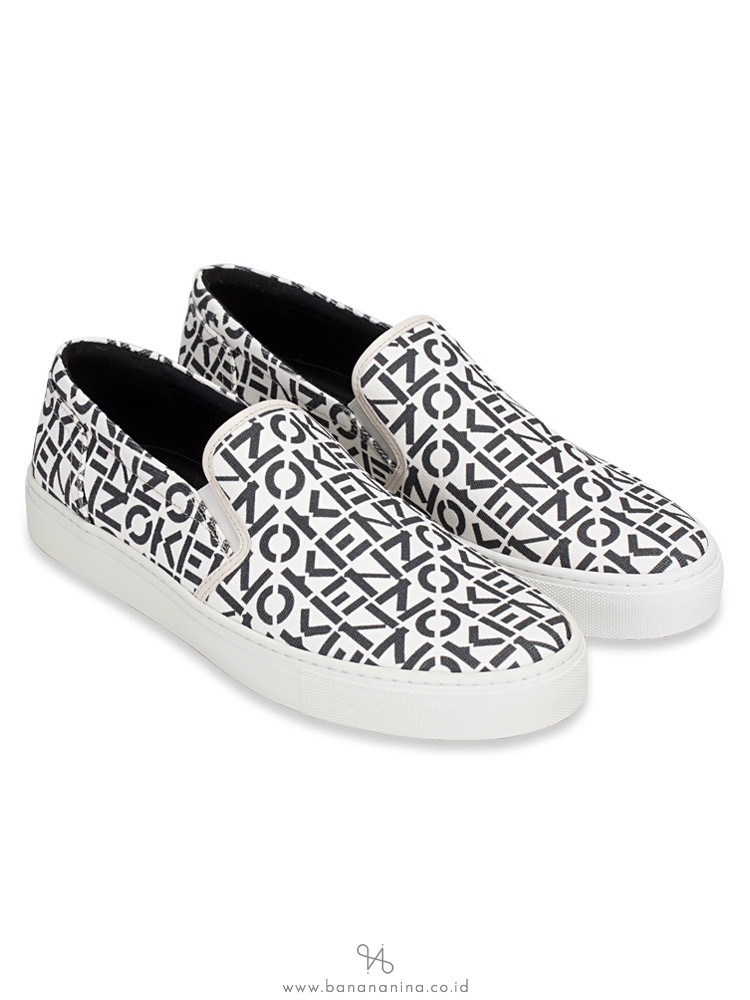 Medaille Barmhartig noorden Kenzo Men K-Skate Monogram Canvas Slip On Sneakers Black White Sz 42