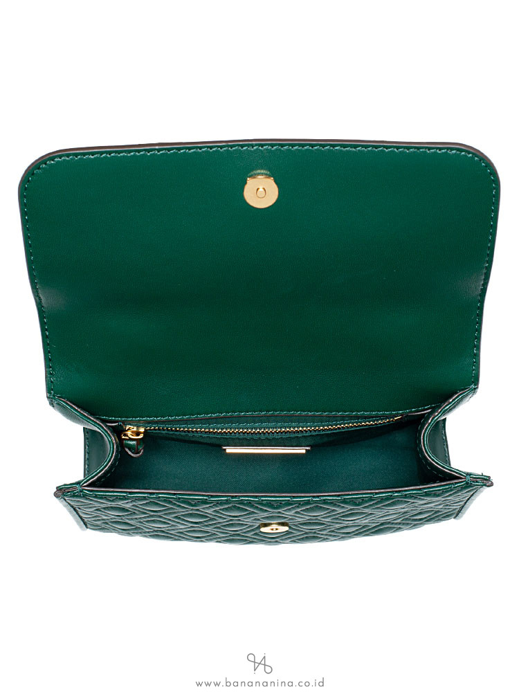 Tory Burch Kira Pebbled Small Convertible Shoulder Bag in Green