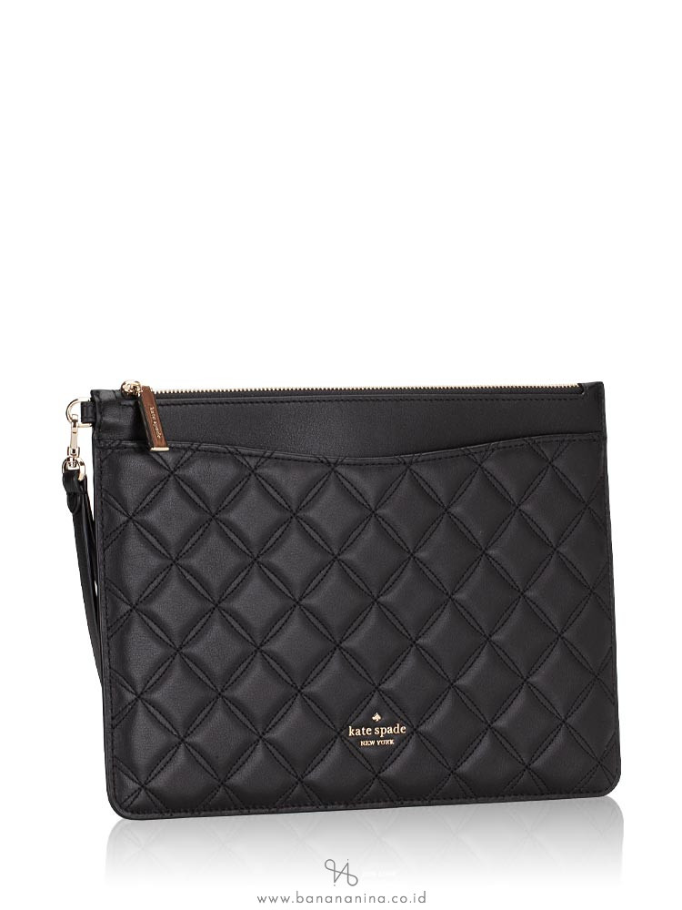 Kate Spade Natalia Large Quilted Leather Zip Pouch Black
