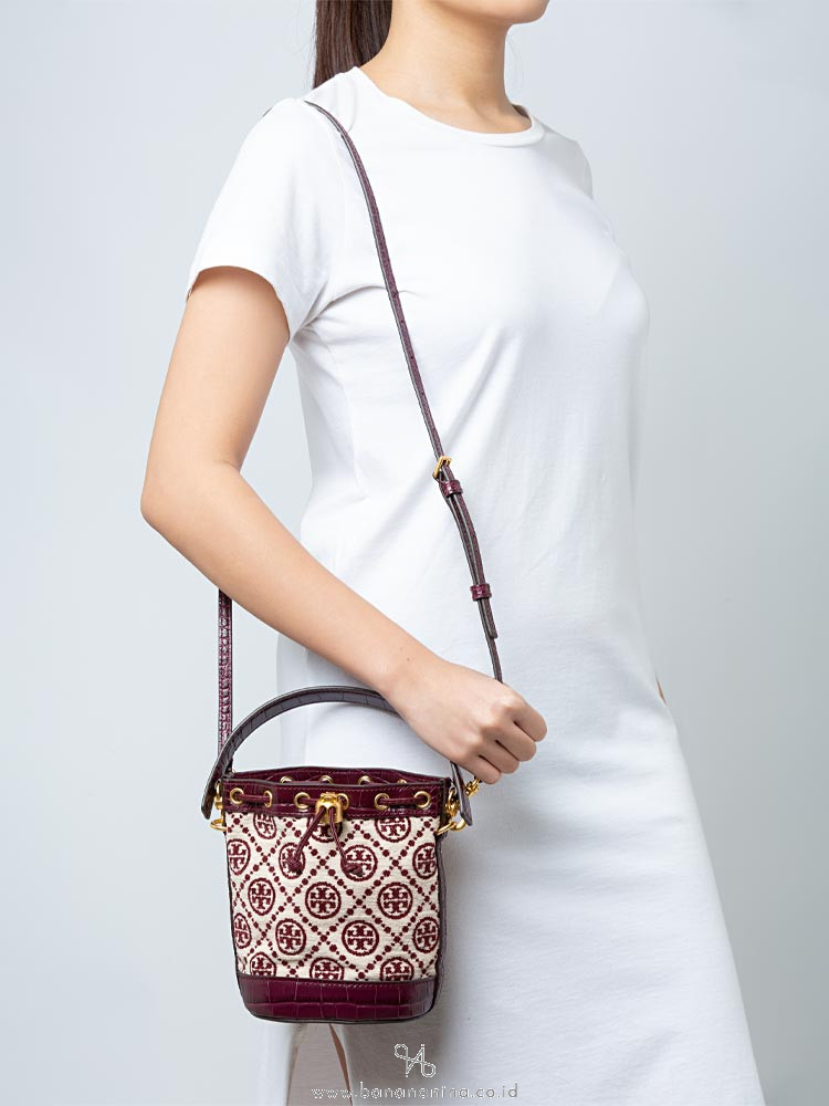 t monogram chenille mini bucket bag