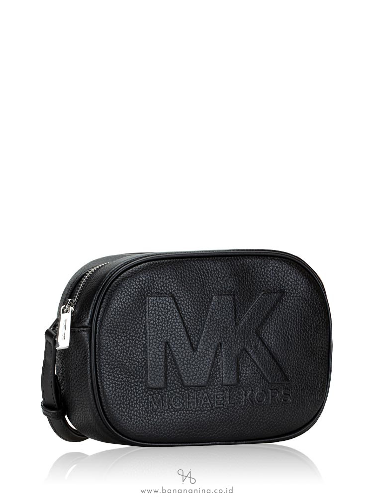 Michael Kors Jet Set Travel MD Oval Camera Crossbody Bag MK Black