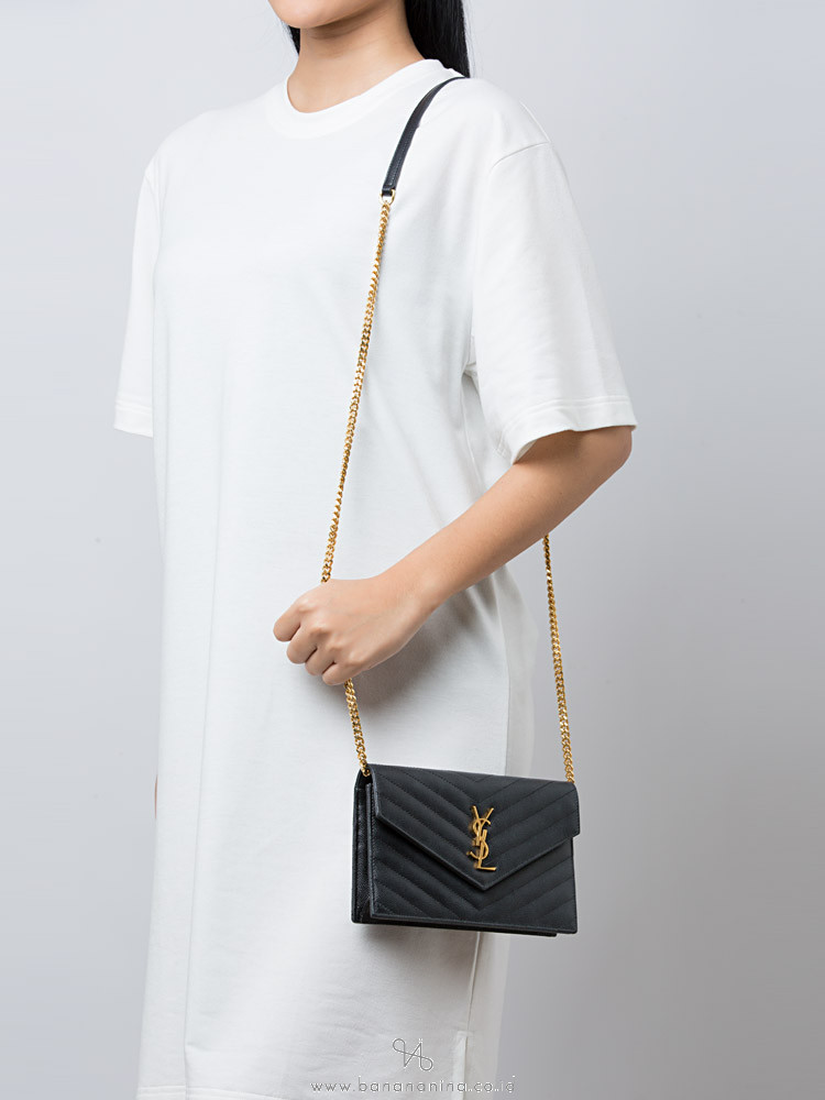 Black monogramme envelope chain wallet bag Clearance