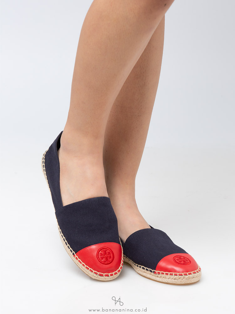 Tory Burch Colorblock Canvas Espadrilles Perfect Navy Nautical Red Sz 11