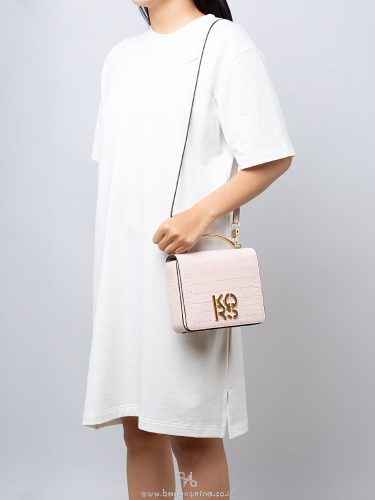 Michael Kors Kors Small Crocodile Embossed Convertible Crossbody Powder