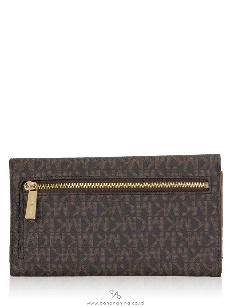 Louis Vuitton Brown Monogram Logo Saffiano Leather Trifold Wallet Authentic