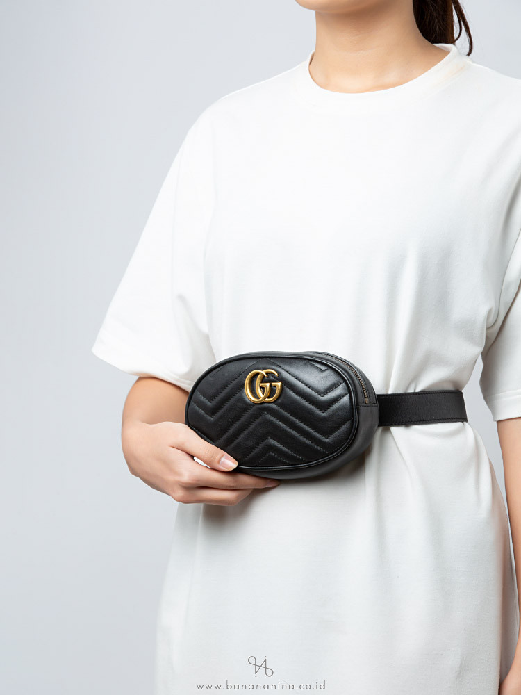 Gucci GG Marmont Matelasse Belt Bag Black Sz 85