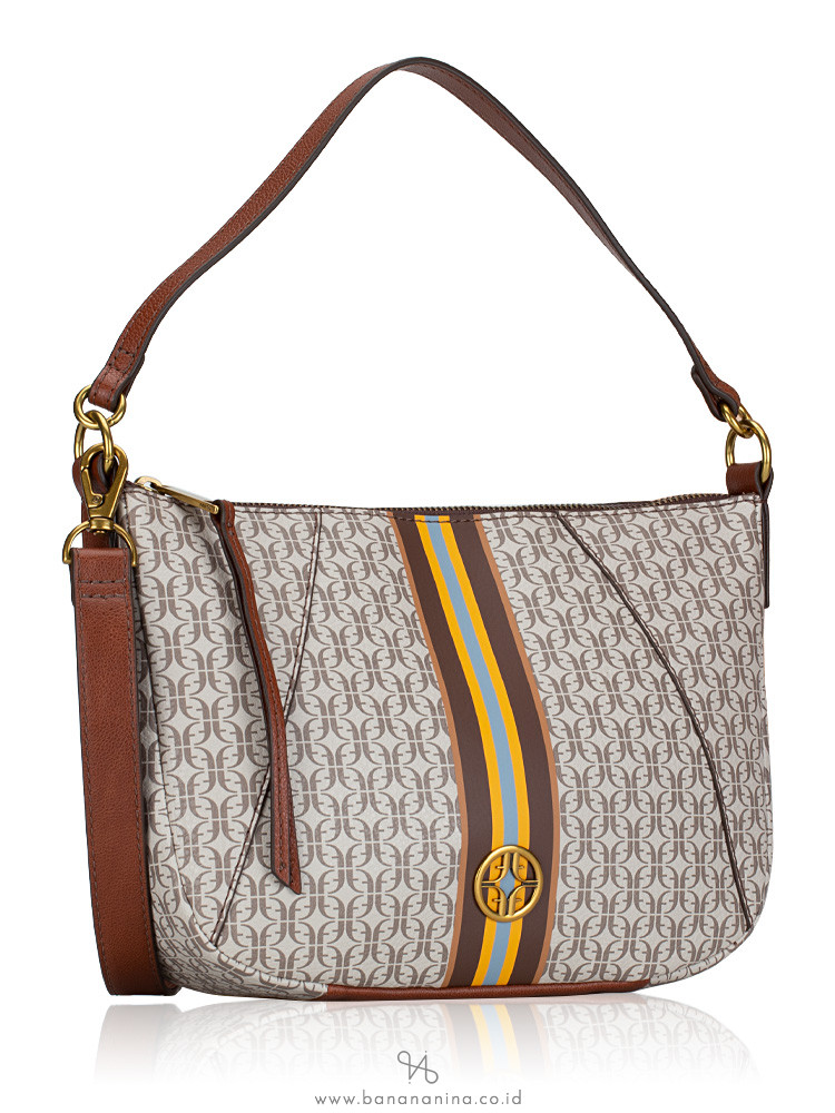 Fossil SHB3022558 Skylar Leather Crossbody Bag Neutral Stripe