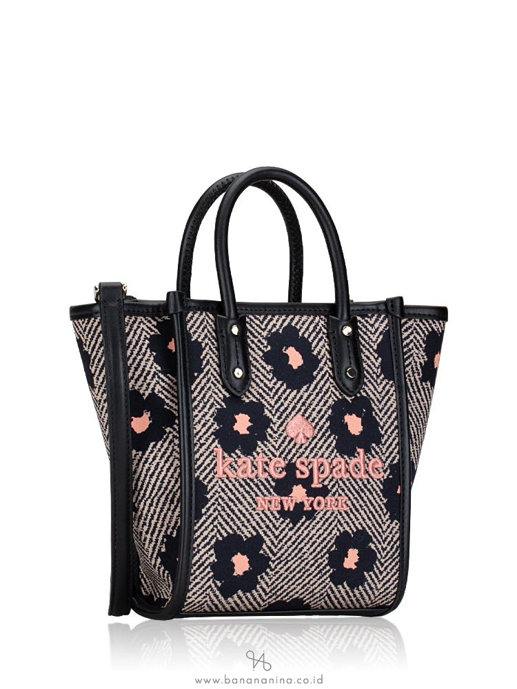 Kate Spade Herringbone Floral Ella Mini Tote Black Multi