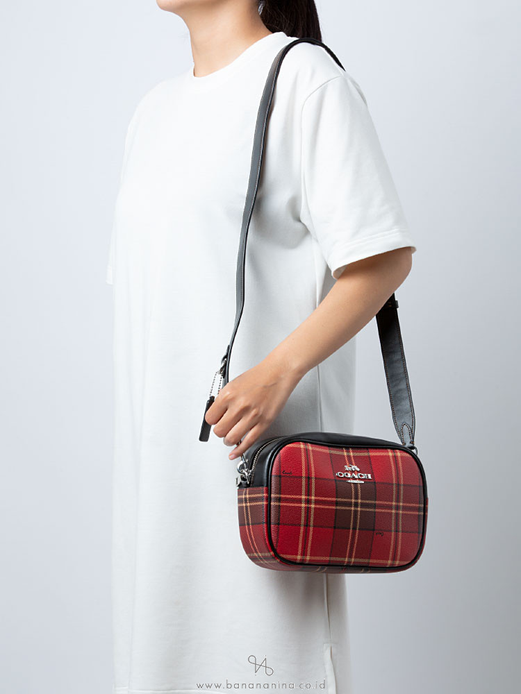 Red and black plaid cheap coach purse