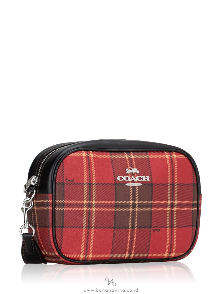 Coach CC146 Plaid Mini Jamie Camera Bag Red Black Multi
