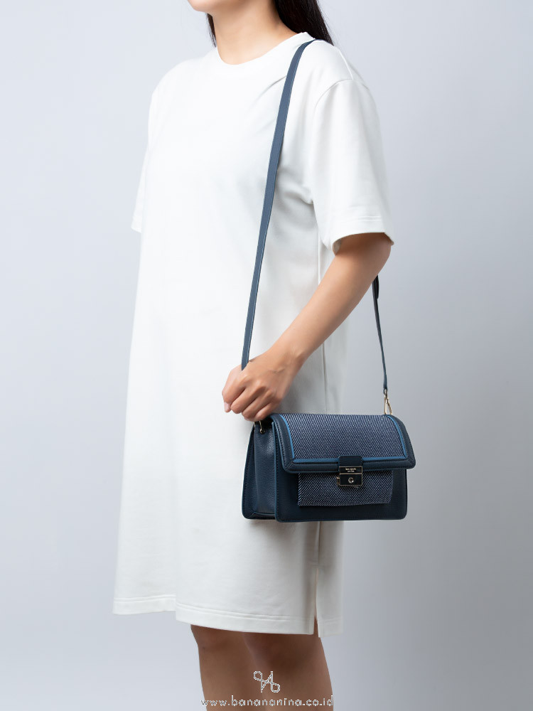 Kate Spade Voyage Chambray Twill Medium Shoulder Bag Blue Multi
