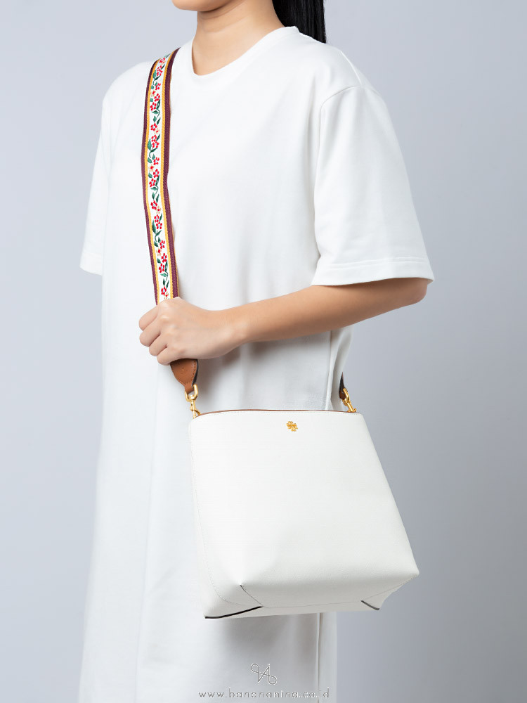 Tory Burch Emerson Colorblock Bucket Bag New Ivory
