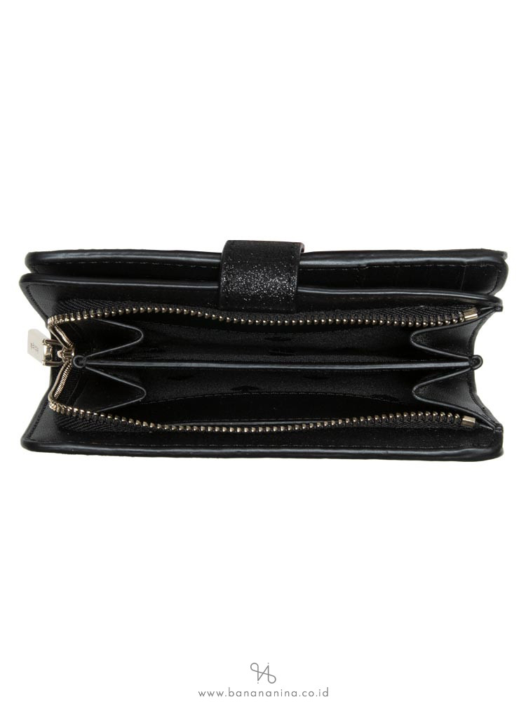 Kate Spade Shimmy Glitter Boxed Medium Compact Bifold Wallet Black