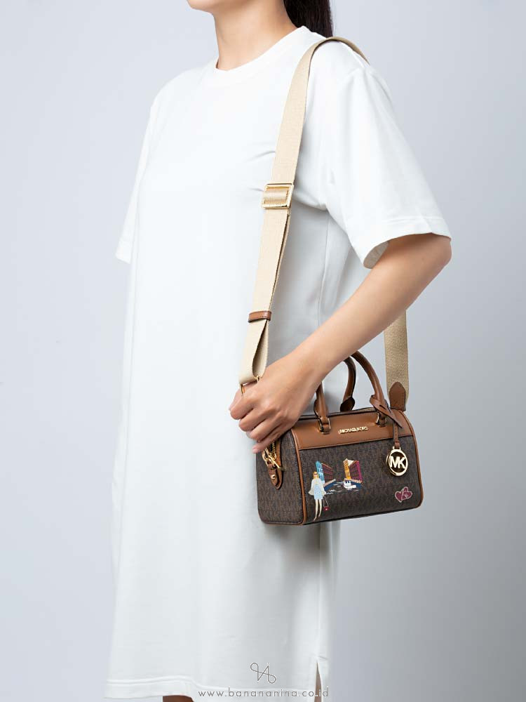 Michael Kors Jet Set Travel Item Girls LG Zip Chain Crossbody Bag Multi  Brown