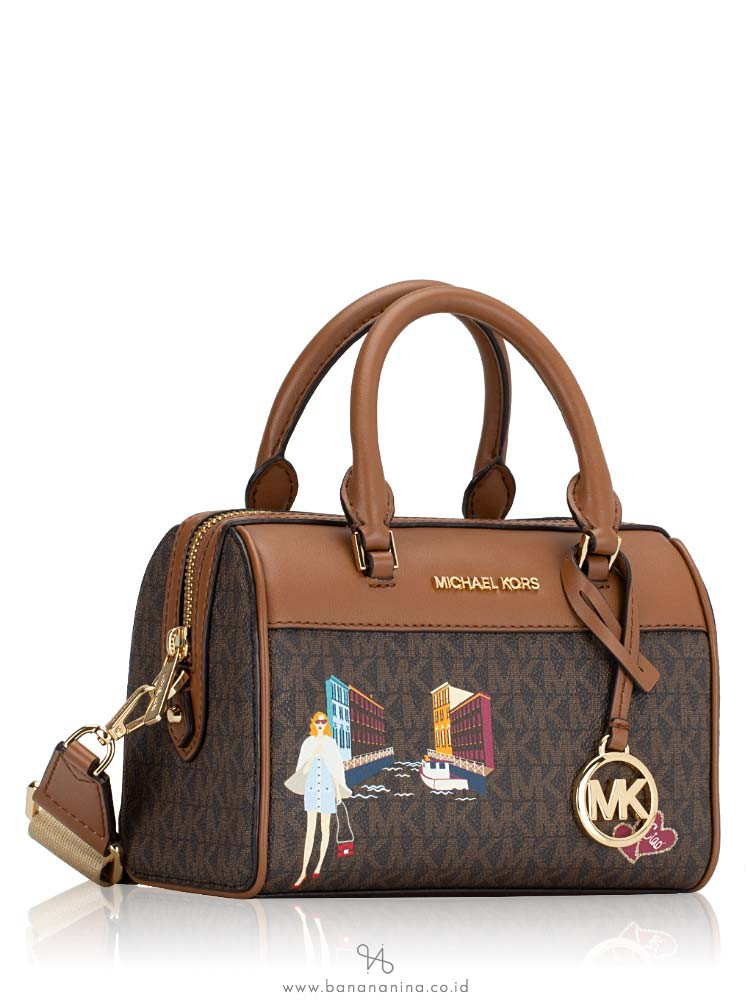 Michael Kors Jet Set Travel Mini Duffle Bag Crossbody Brown MK Signature  Girl