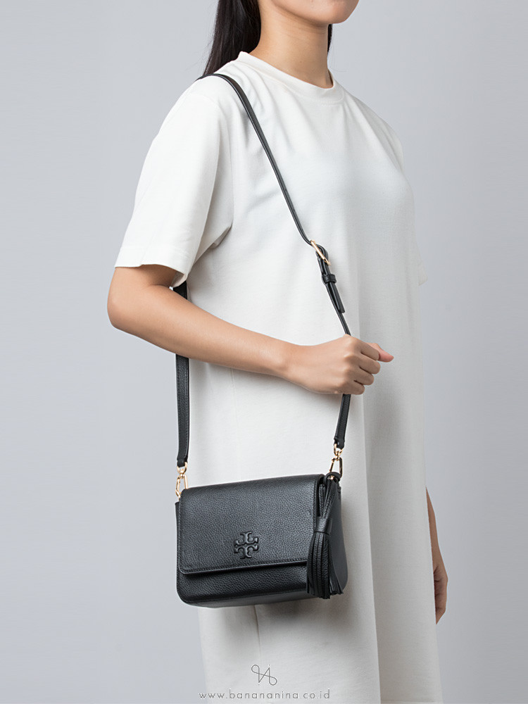 Tory Burch Thea Web Flap Crossbody Black