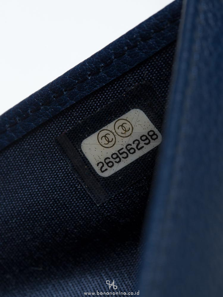 Chanel Calfskin Men Bifold Wallet Blue