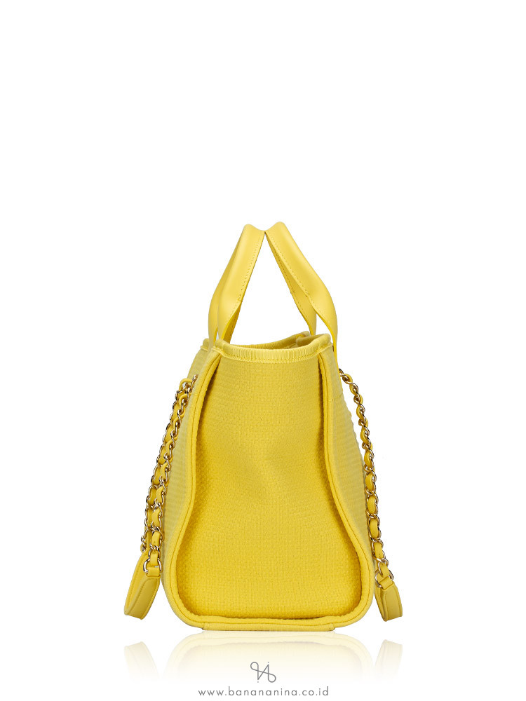 Chanel Mixed Fibers Deauville Small Tote Yellow
