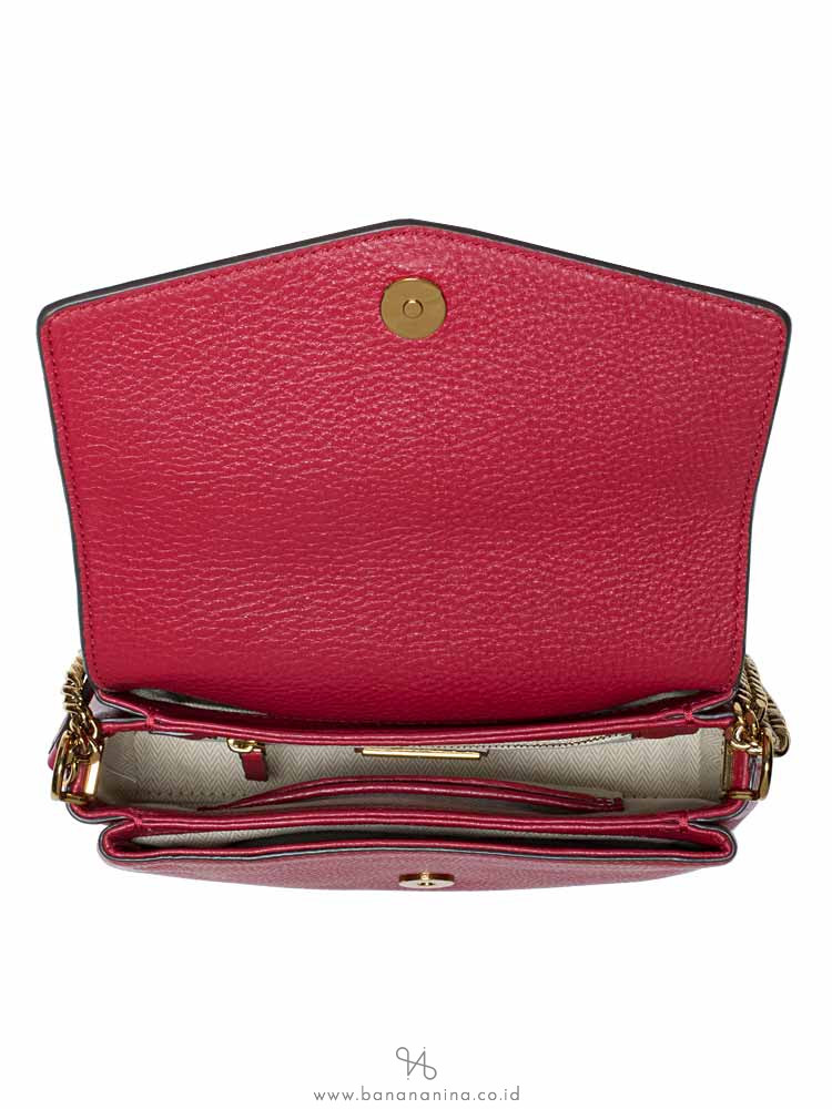 Tory Burch Kira Pebbled Leather Small Convertible Shoulder Bag Redstone