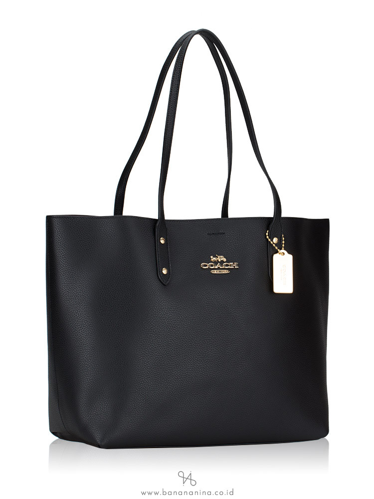 Coach 72673 Leather Town Tote Black Gold