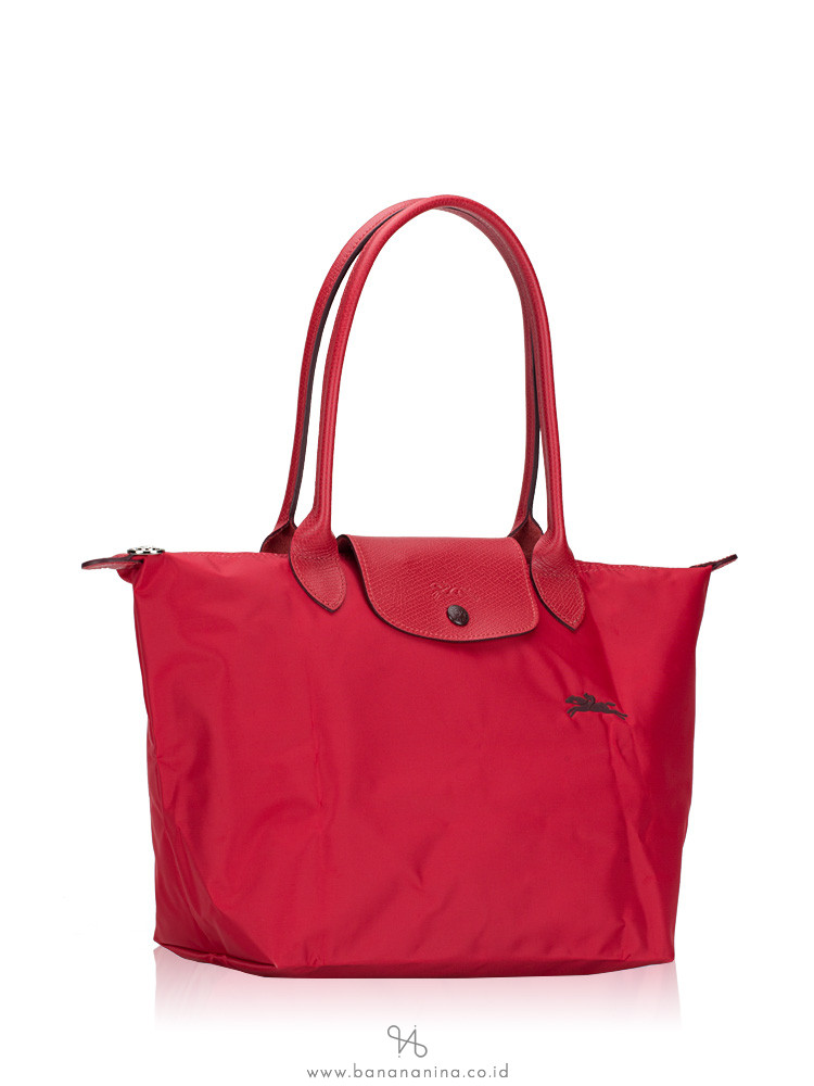 Longchamp, Bags, Longchamp Red Leather Logo Drawstring Bucket Bag