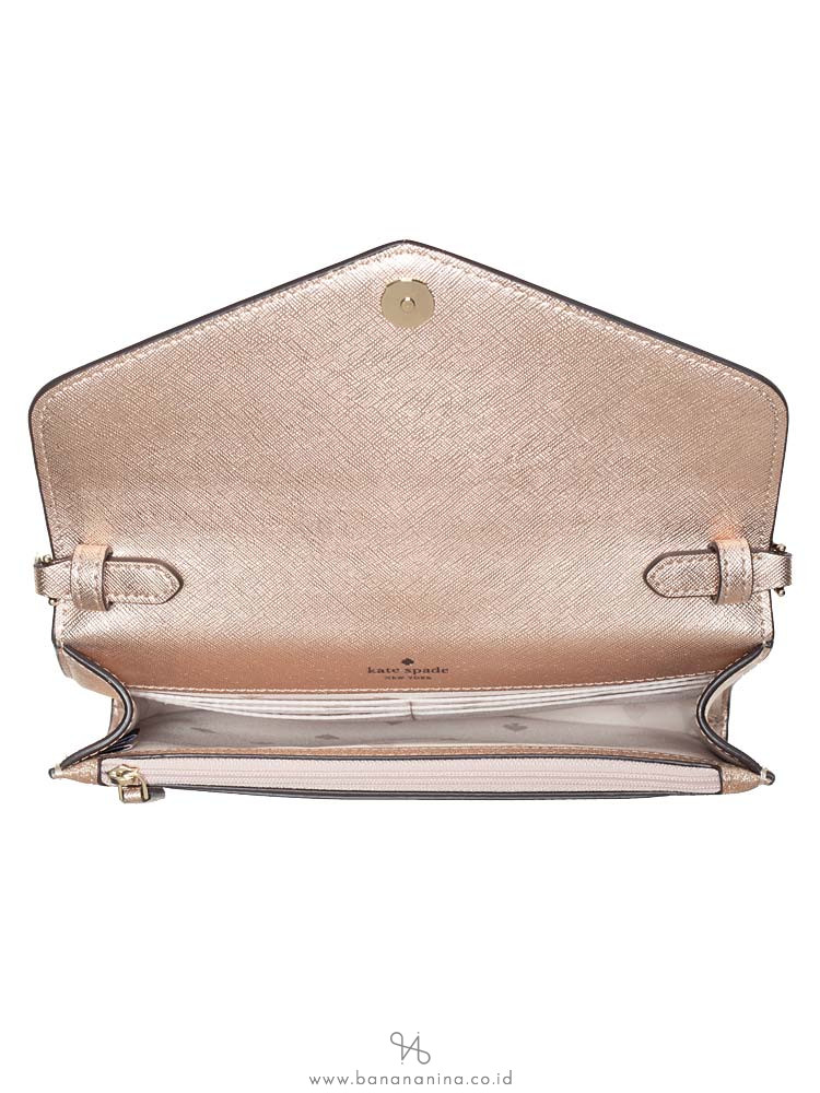 Kate Spade Tinsel Glitter Fabric Flap Crossbody Rose Gold