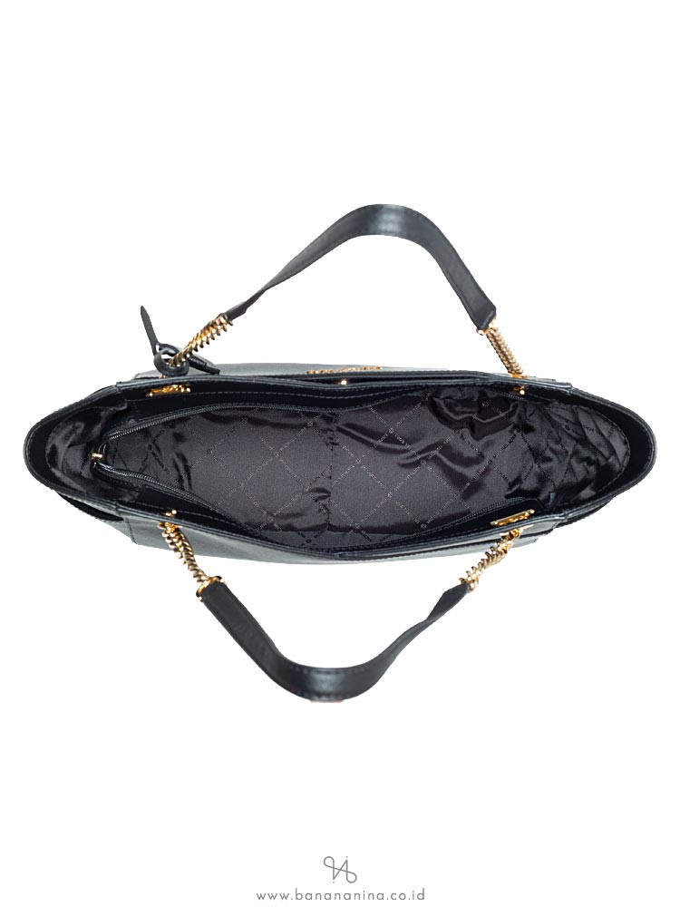  Michael Kors Jet Set Travel Large Chain Shoulder Tote Black MK  Signature : Clothing, Shoes & Jewelry