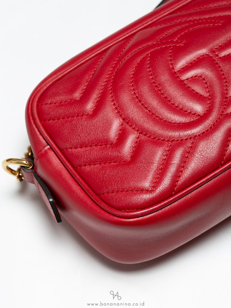 Gucci GG Marmont Matelasse Mini Camera Bag Hibiscus Red