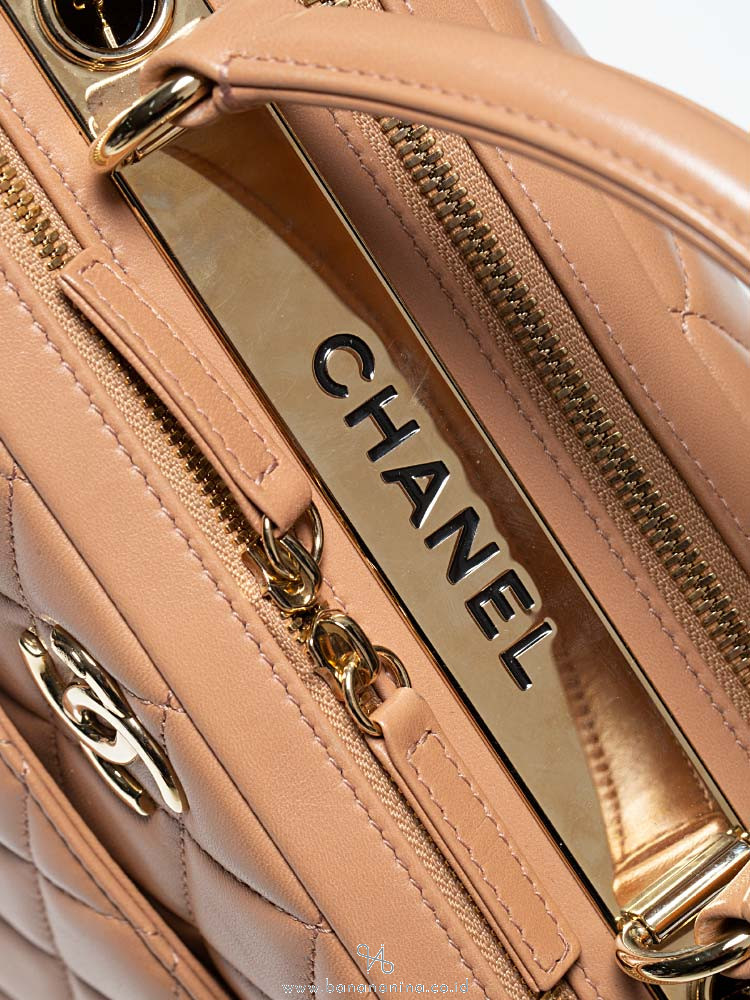 CHANEL Lambskin Quilted Medium Trendy CC Flap Dual Handle Bag Beige 989016   FASHIONPHILE