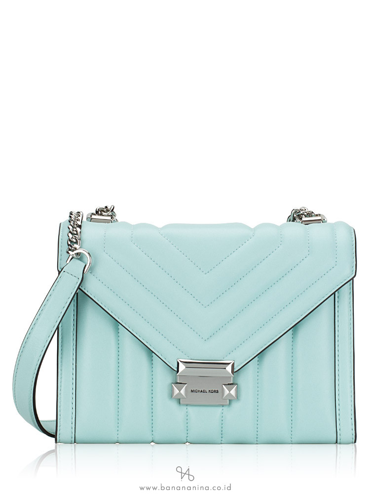 Michael Kors Whitney Quilted Leather Large Shoulder Bag Fair Aqua