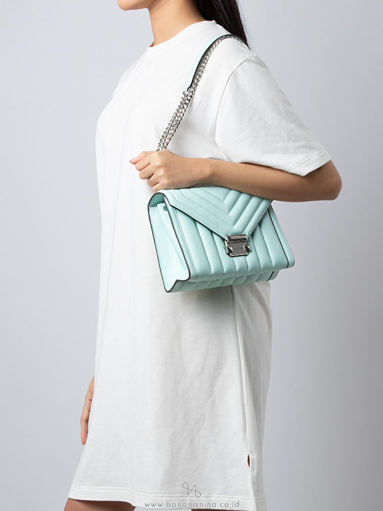 Michael Kors Whitney Quilted Leather Large Shoulder Bag Fair Aqua