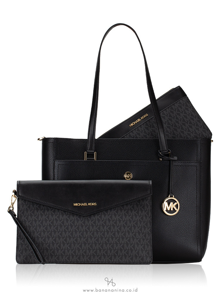 Michael Michael Kors Maisie Medium Pebbled Leather 3-in-1 Crossbody Bag -  Black