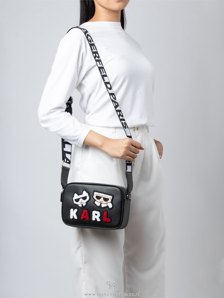 Karl Lagerfeld LH8EU9BJ Maybelle Camera Bag Black Red Multi