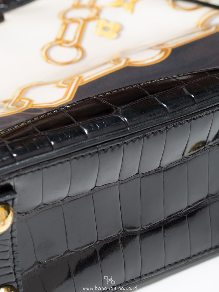 Louis Vuitton Black Alligator and Monogram Charms Linda Scarf Bag