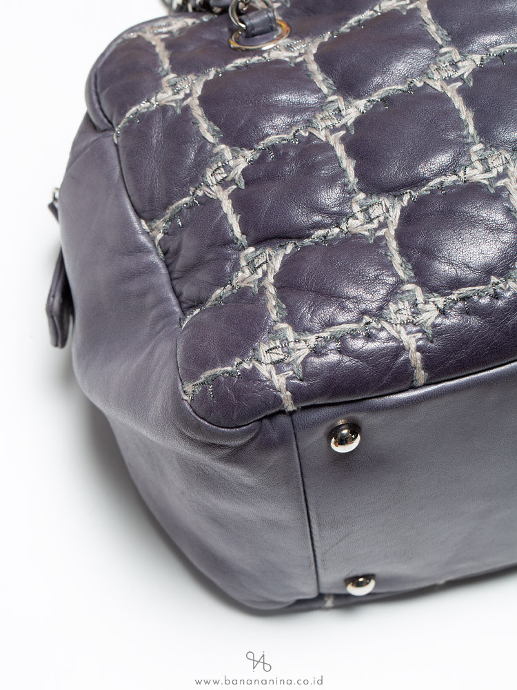 Chanel Lambskin Tweed Stitch Bowler Bag Grey