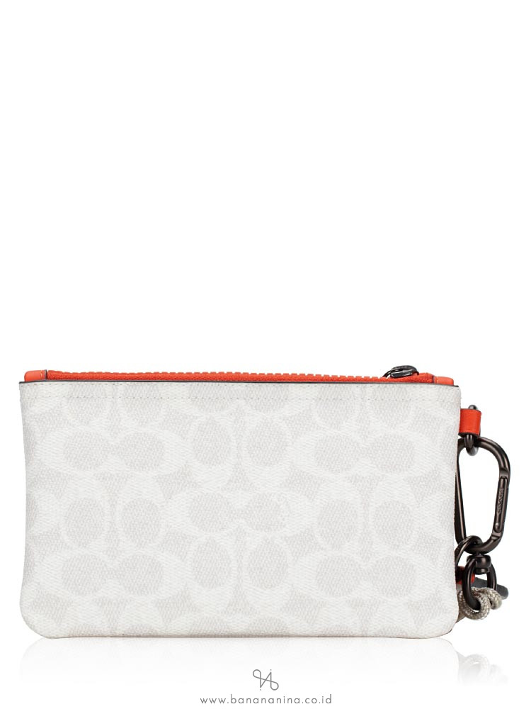 Double pouch lanyard in signature canvas with coach patch clearance