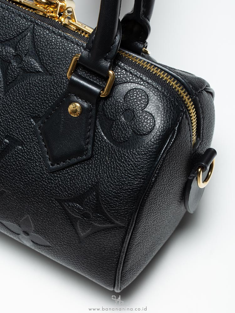Louis Vuitton Speedy Bandouliere Bag Monogram Ink Embossed Lambskin BB  Black 1827501