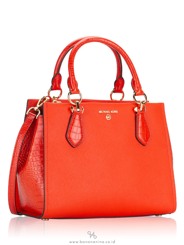 Buy Michael Kors Marilyn Medium Saffiano Leather Satchel, Orange Color  Women