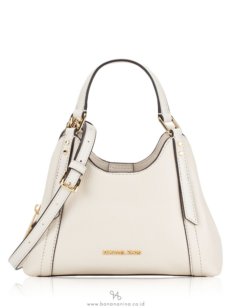Michael Kors Arlo Leather Small Triple Compartment Crossbody Light Cream