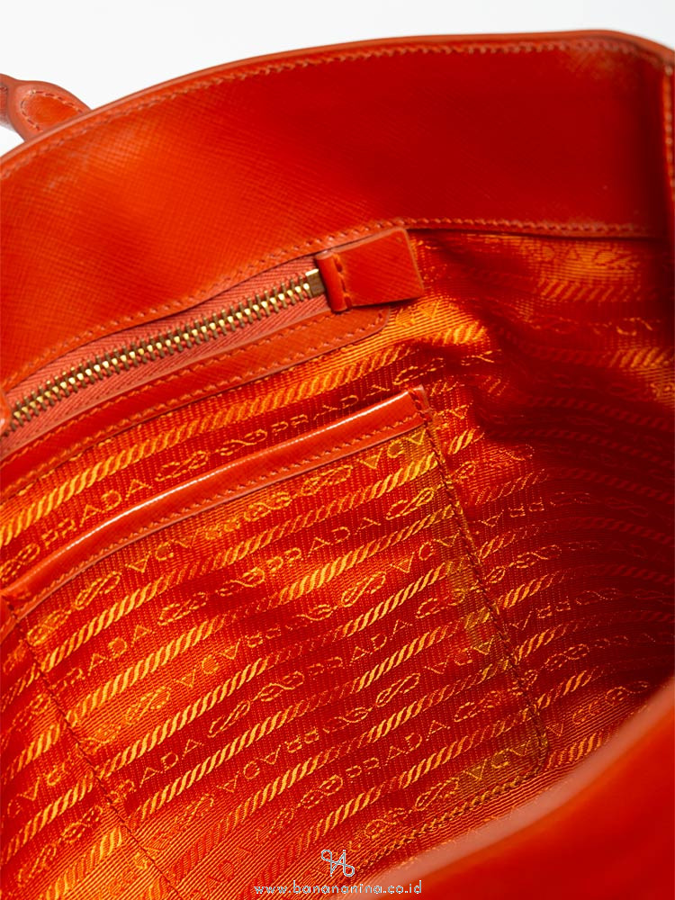 Prada Saffiano Large Zip Wallet Orange