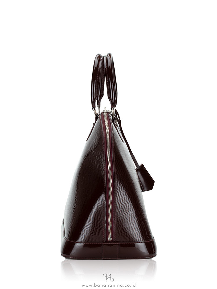 Louis Vuitton Alma Burgundy Epi Patent Leather Bag GM