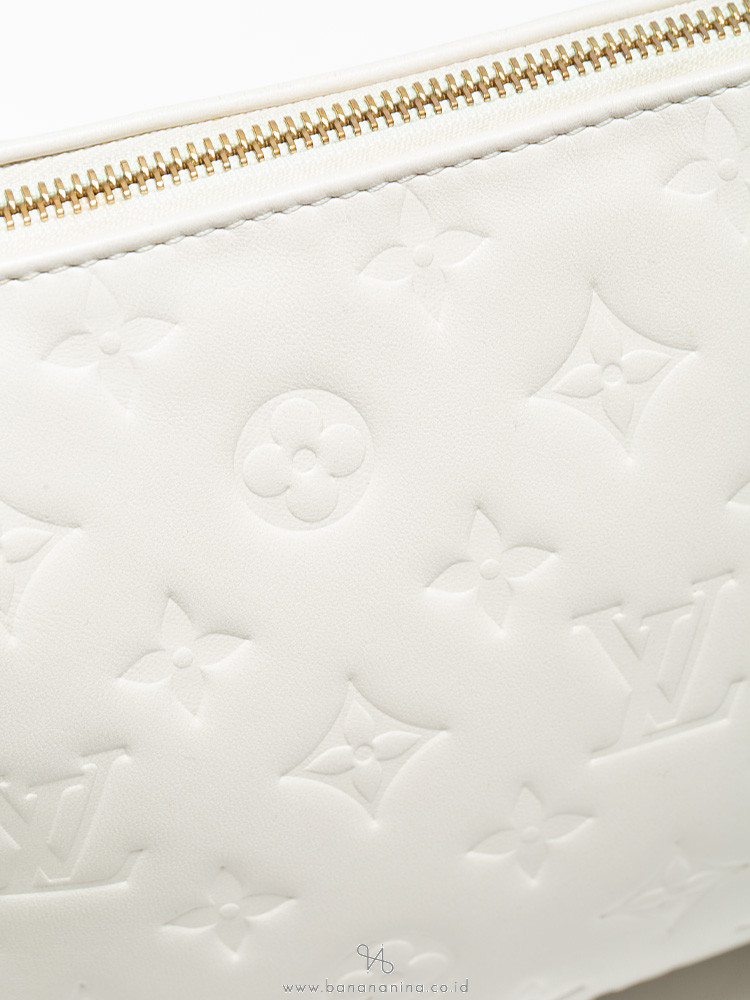 Louis Vuitton Cream Puffy Monogram Lambskin Coussin PM Gold Hardware, 2021, White Womens Handbag