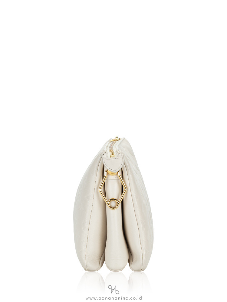 Louis Vuitton Cream Puffy Monogram Lambskin Coussin PM Gold Hardware, 2021, White Womens Handbag